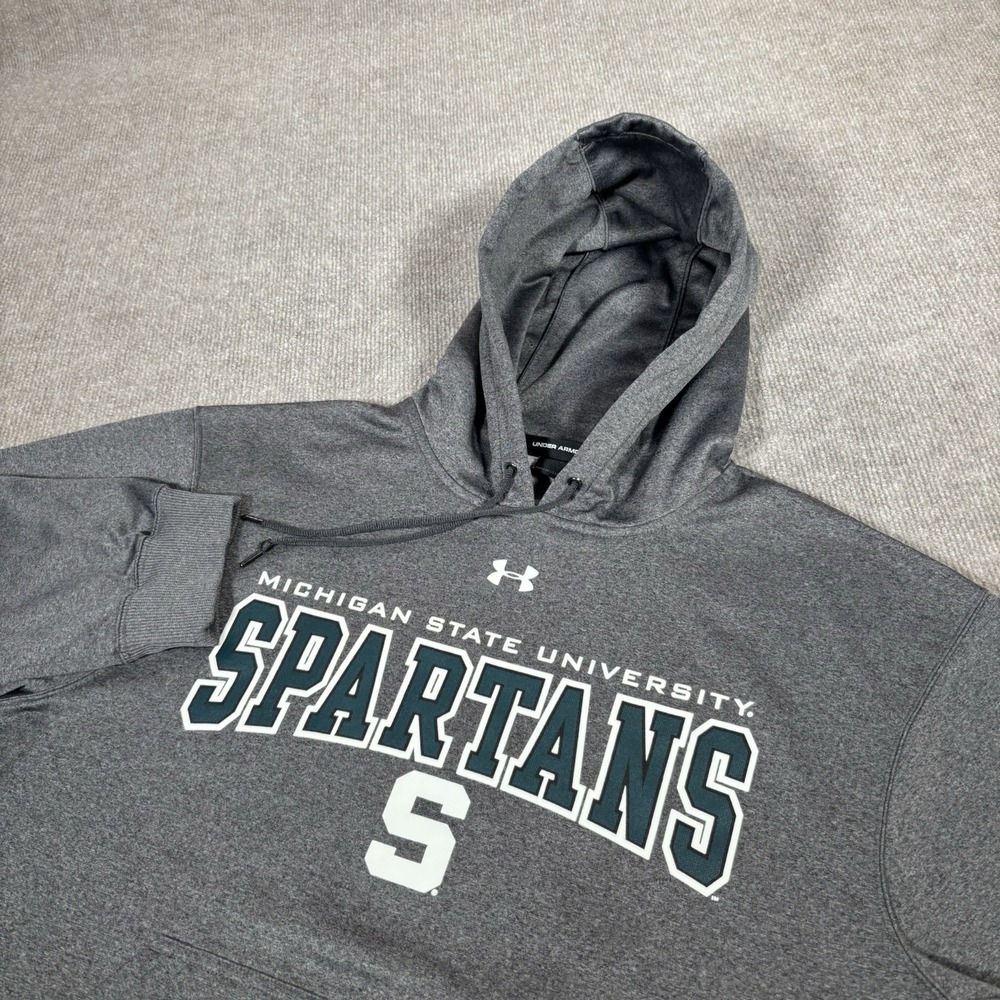 Under Armour Michigan State Spartans Hoodie Sweatshirt Mens M Loose Grey Logo